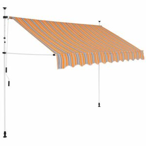 vidaXL kézzel feltekerhető napellenző kék-sárga csíkokkal 300 cm kép