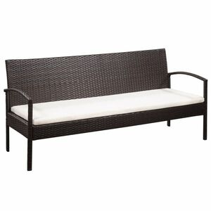vidaXL barna háromszemélyes polyrattan kanapé párnákkal kép