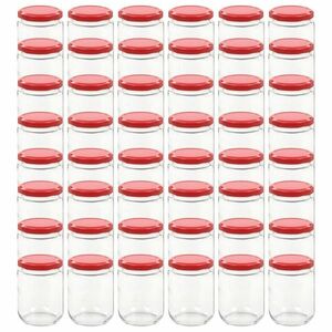 vidaXL 48 db 230 ml-es befőttesüveg piros tetővel kép