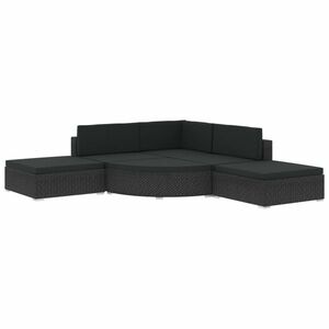 vidaXL 6-részes fekete polyrattan kerti bútorszett párnákkal kép