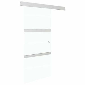 vidaXL ezüst ESG üveg és alumínium tolóajtó puha ütközőkkel 76x205 cm kép