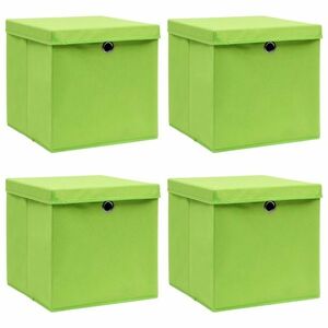vidaXL 4 db zöld szövet tárolódoboz fedéllel 32 x 32 x 32 cm kép