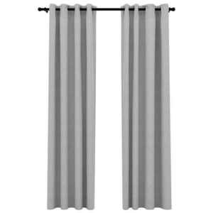 vidaXL 2 db szürke, vászonhatású sötétítőfüggöny fűzőkarikával 140 x 245 cm kép