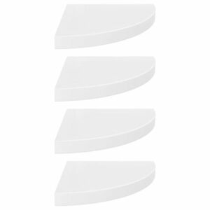 vidaXL 323909 Floating Corner Shelves 4 pcs High Gloss White 35x35x3, 8 cm MDF kép