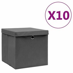 vidaXL 10 db szürke fedeles tárolódoboz 28 x 28 x 28 cm kép