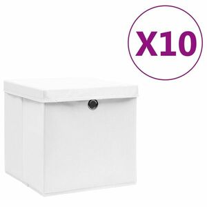 vidaXL 10 db fehér fedeles tárolódoboz 28 x 28 x 28 cm kép