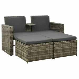 vidaXL 3 részes szürke polyrattan kerti ülőgarnitúra párnákkal kép