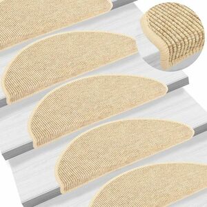 vidaXL 15 db szizál hatású bézs öntapadó lépcsőszőnyeg 65x21x4 cm kép
