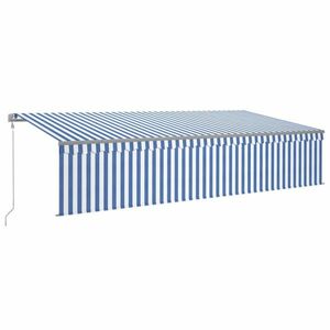 vidaXL kék és fehér redőnyös, szélérzékelős, LED-es napellenző 6x3 m kép