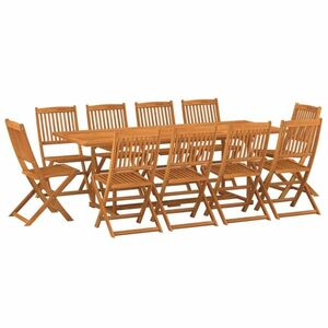 vidaXL 11 részes tömör akácfa kerti étkezőgarnitúra 220x90x75 cm kép