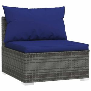 Szürke polyrattan kerti középső kanapé párnákkal kép