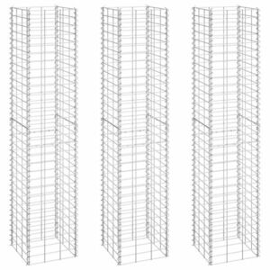 vidaXL 3 db vas gabion magaságyás 30 x 30 x 150 cm kép