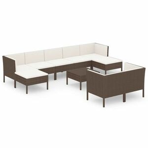 vidaXL 10 részes barna polyrattan kerti ülőgarnitúra párnákkal kép