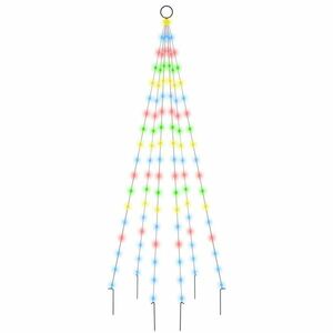 vidaXL karácsonyfa zászlórúdon 108 színes LED-del 180 cm kép