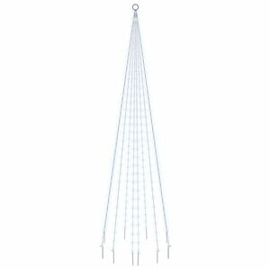 vidaXL karácsonyfa zászlórúdon 310 hideg fehér LED-del 300 cm kép