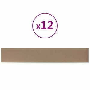vidaXL 12 db kávészínű műbőr fali panel 90 x 15 cm 1, 62 m² kép