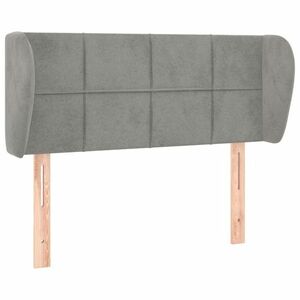 vidaXL világosszürke bársony fejtámla szárnyakkal 203x23x78/88 cm kép
