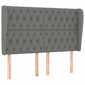 vidaXL sötétszürke szövet fejtámla szárnyakkal 163 x 23 x 118/128 cm kép