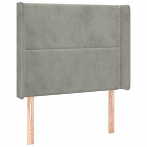 Világosszürke bársony fejtámla szárnyakkal 93x16x118/128 cm kép