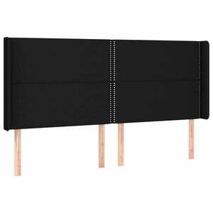 vidaXL fekete szövet fejtámla szárnyakkal 163x16x118/128 cm kép