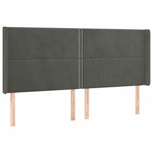 vidaXL sötétszürke bársony fejtámla szárnyakkal 163x16x118/128 cm kép
