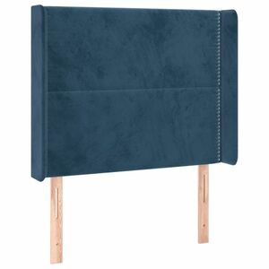 Sötétkék bársony fejtámla szárnyakkal 83x16x118/128 cm kép