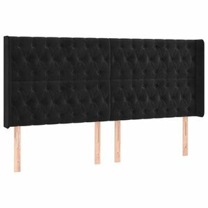 vidaXL fekete bársony fejtámla szárnyakkal 203x16x118/128 cm kép