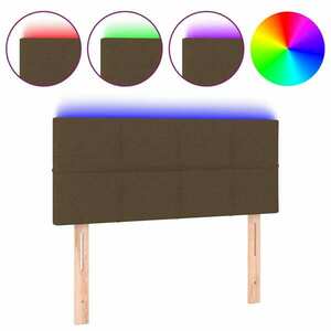 vidaXL sötétbarna szövet LED-es fejtámla 90x5x78/88 cm kép