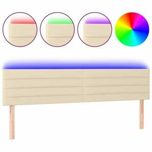 vidaXL krémszínű szövet LED-es fejtámla 160x5x78/88 cm kép