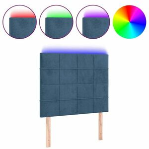 vidaXL sötétkék bársony LED-es fejtámla 80x5x118/128 cm kép
