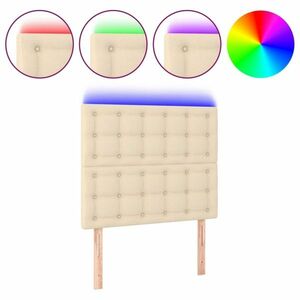 Krémszínű szövet led-es fejtámla 100x5x118/128 cm kép