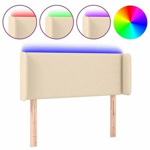 vidaXL krémszínű szövet LED-es fejtámla 93 x 16 x 78/88 cm kép