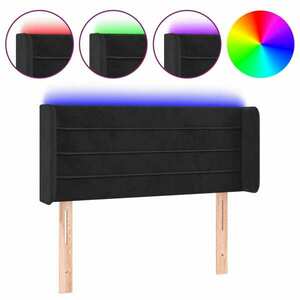 Fekete bársony led-es fejtámla 103 x 16 x 78/88 cm kép