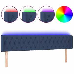 vidaXL kék szövet LED-es fejtámla 203 x 16 x 78/88 cm kép