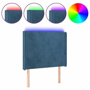 Sötétkék bársony led-es fejtámla 93x16x118/128 cm kép