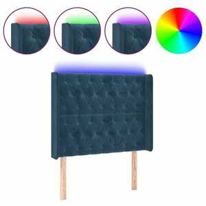 vidaXL sötétkék bársony LED-es fejtámla 103x16x118/128 cm kép