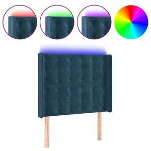 Sötétkék bársony led-es fejtámla 103x16x118/128 cm kép