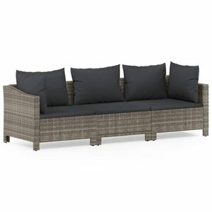 vidaXL 3 részes szürke polyrattan kerti ülőgarnitúra párnákkal kép