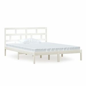 vidaXL fehér tömör fa ágykeret 150 x 200 cm (King Size) kép