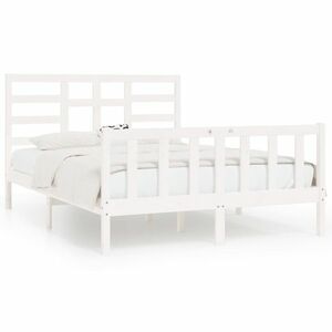 vidaXL fehér tömör fenyőfa ágy matrac nélkül 160 x 200 cm kép