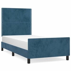 vidaXL sötétkék bársony ágykeret fejtámlával 100x200 cm kép