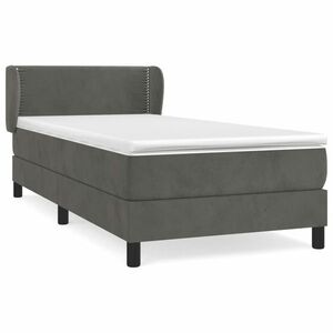 vidaXL sötétszürke bársony rugós ágy matraccal 90x190 cm kép