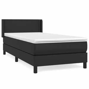 vidaXL fekete műbőr rugós ágy matraccal 90 x 200 cm kép
