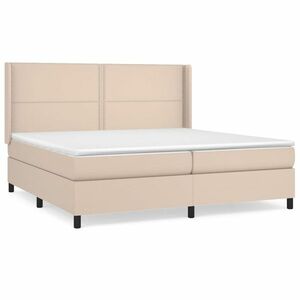 vidaXL cappuccino színű műbőr rugós ágy matraccal 200 x 200 cm kép