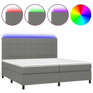 Sötétszürke szövet rugós és led-es ágy matraccal 200x200 cm kép