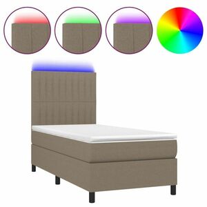 Tópszínű szövet rugós és led-es ágy matraccal 90x190 cm kép