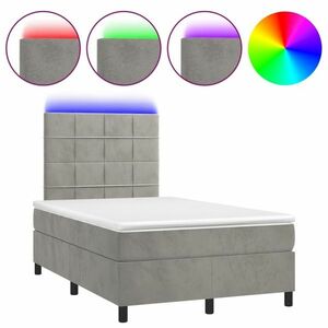 vidaXL világosszürke bársony rugós és LED-es ágy matraccal 120x200 cm kép