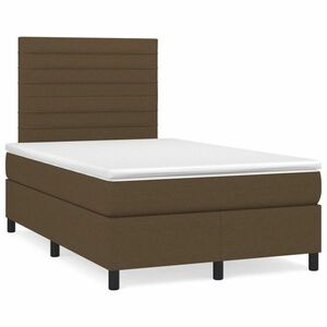 vidaXL sötétbarna szövet rugós ágy matraccal 120 x 200 cm kép