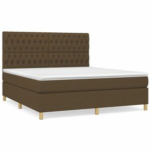 vidaXL sötétbarna szövet rugós ágy matraccal 180 x 200 cm kép