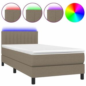 vidaXL tópszínű szövet rugós és LED-es ágy matraccal 90x200 cm kép